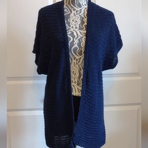 Talbots Cable Knit Long Open Front 100% Linen  Cardigan